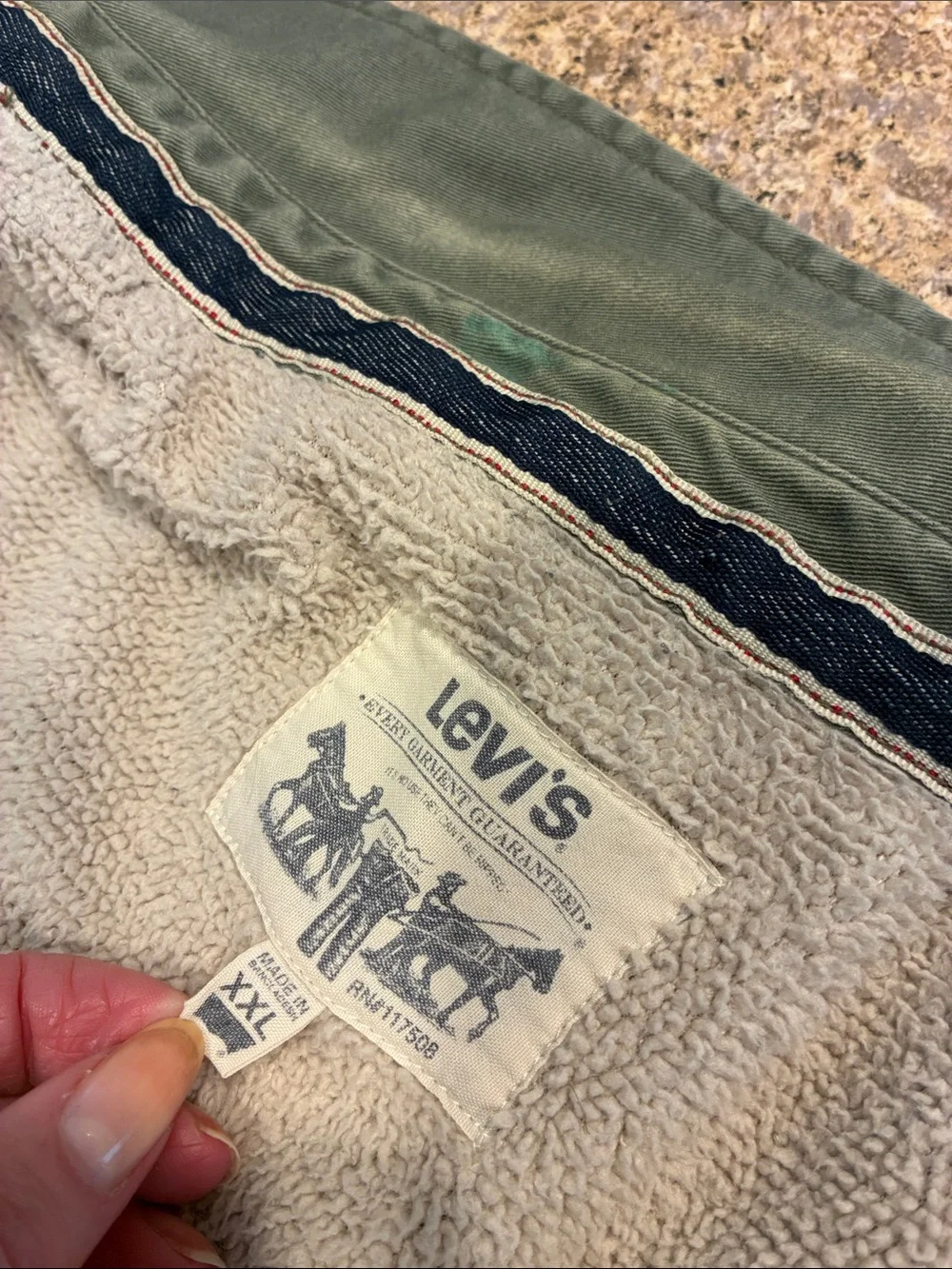Levi's Sherpa Lined Canvas Shirt Jacket Olive Green Shacket XXL Used 3LMLW053